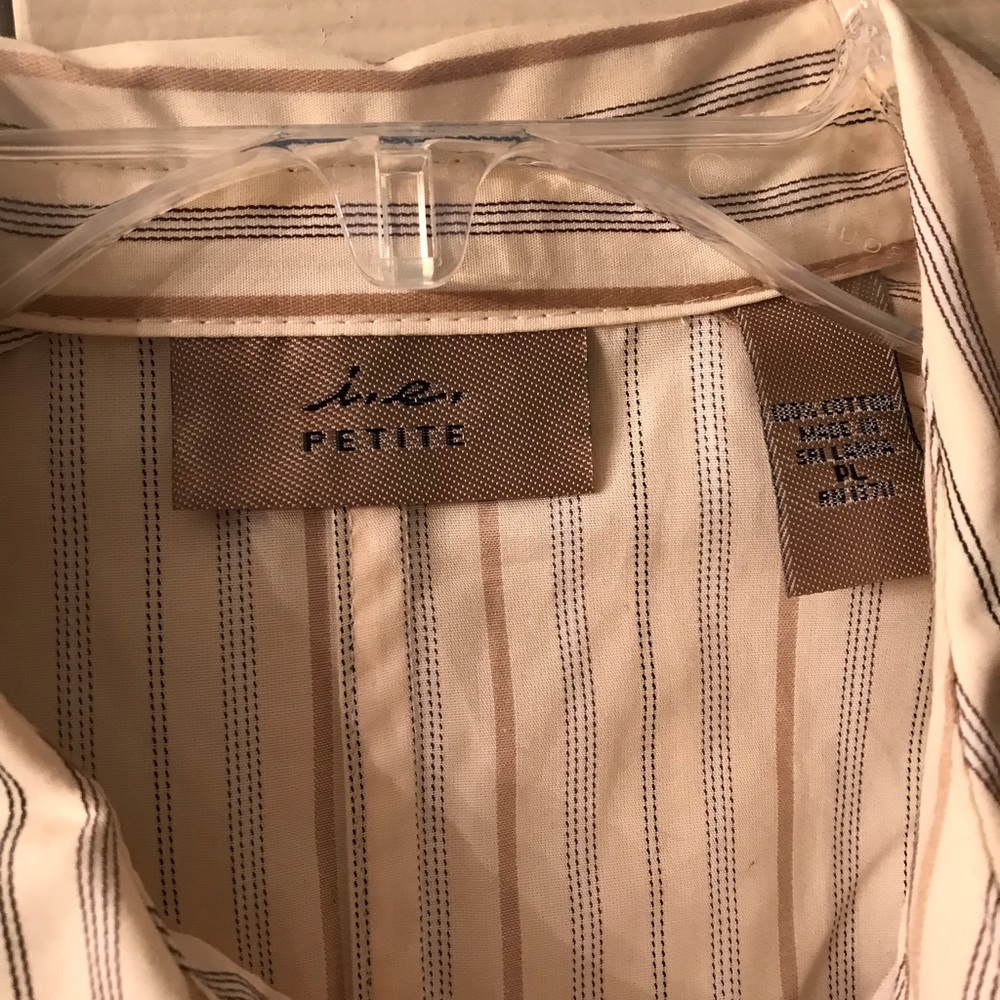 i.e. New with tags Vertical Striped Blouse sz PL